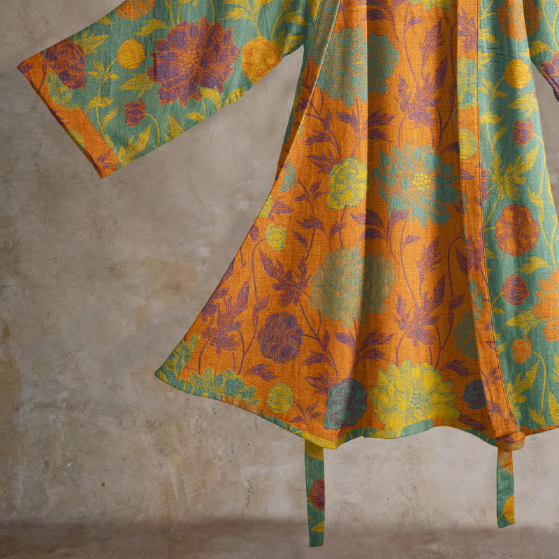 Accappatoio vintage in cotone con stampa floreale - image 9