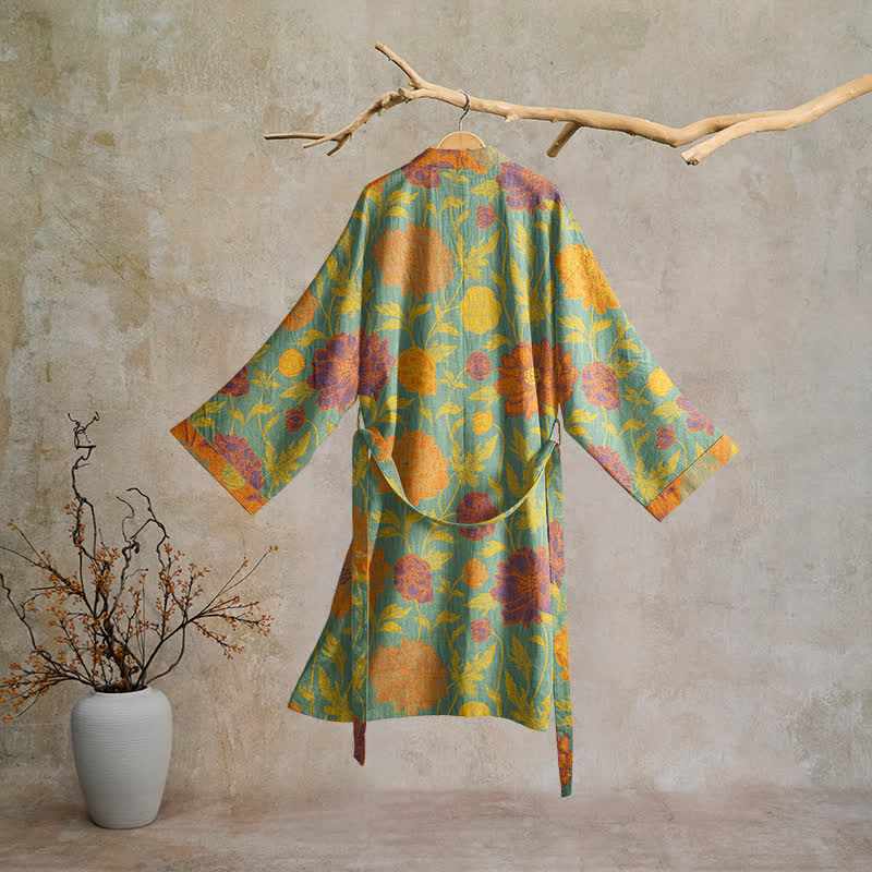 Accappatoio vintage in cotone con stampa floreale - image 6
