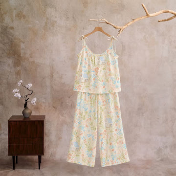 Completo da casa con canotta Meadow Bloom - Floreale bianco sporco - XL - image 0