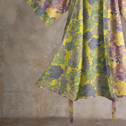 Kimono in cotone con stampa floreale viola - image 4