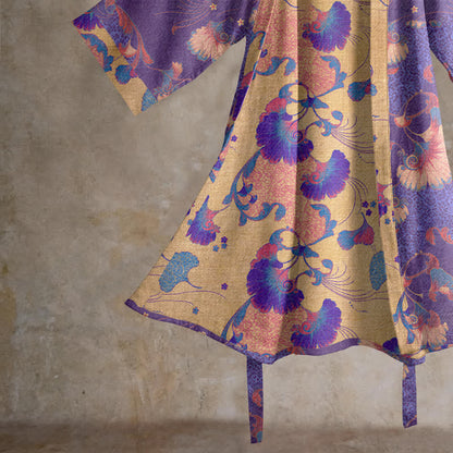 Kimono da casa in garza di cotone a fantasia floreale - image 4