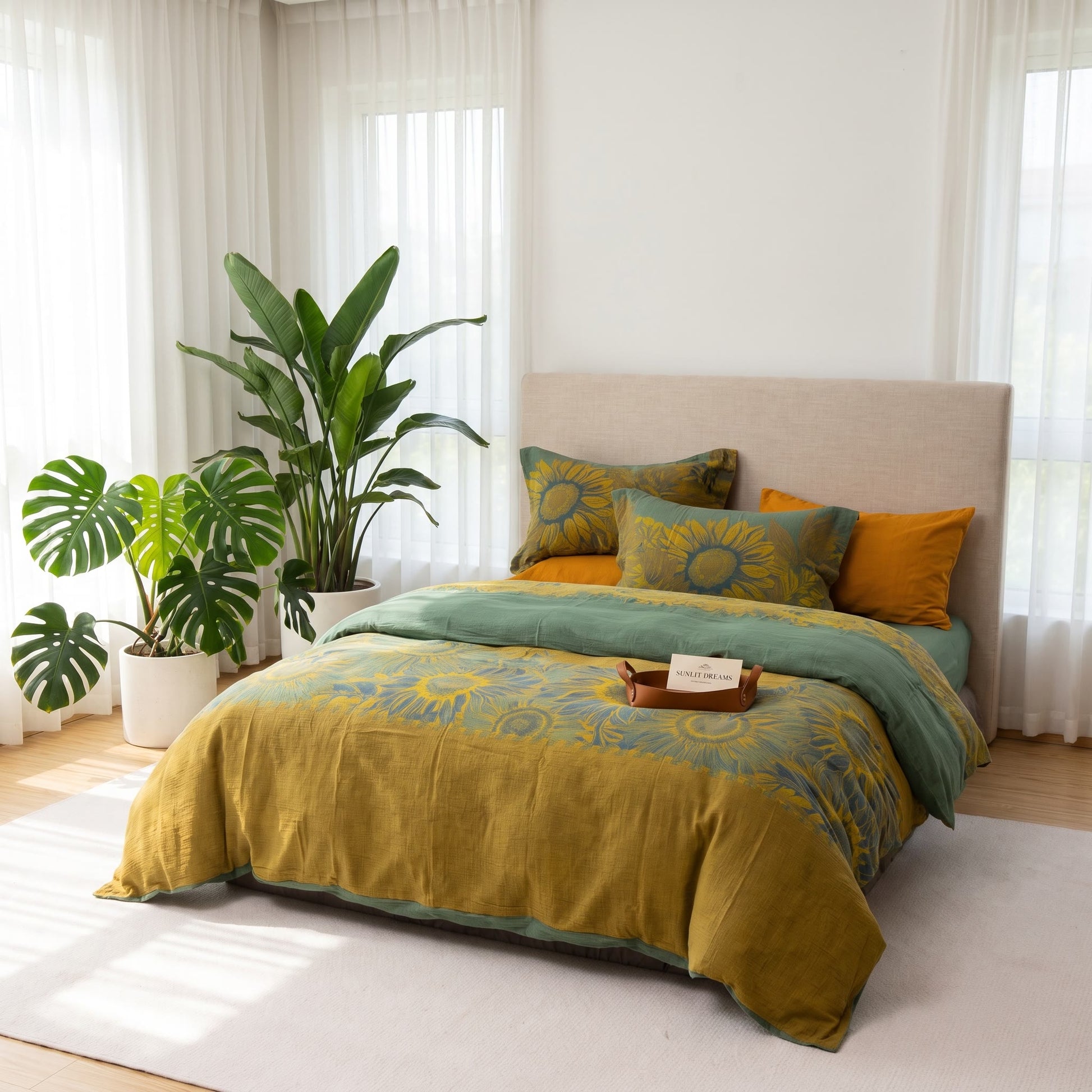 Set di biancheria da letto vintage in garza di cotone con motivo girasoli - image 28