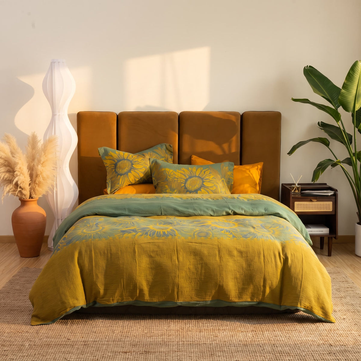 Set di biancheria da letto vintage in garza di cotone con motivo girasoli - image 24