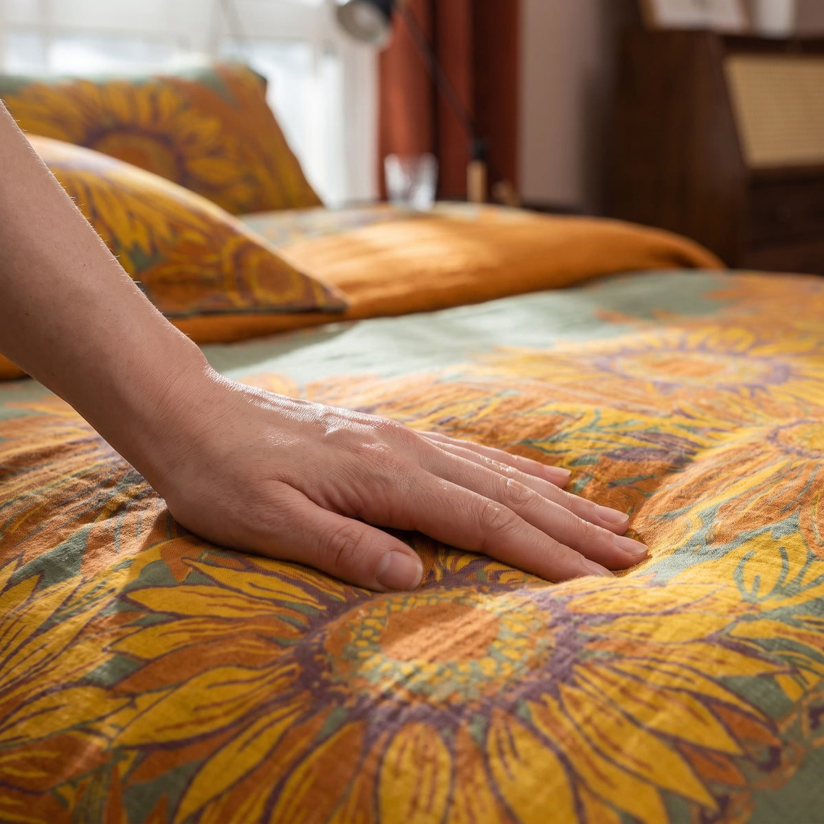 Set di biancheria da letto vintage in garza di cotone con motivo girasoli - image 5