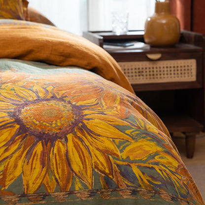 Set di biancheria da letto vintage in garza di cotone con motivo girasoli - image 6