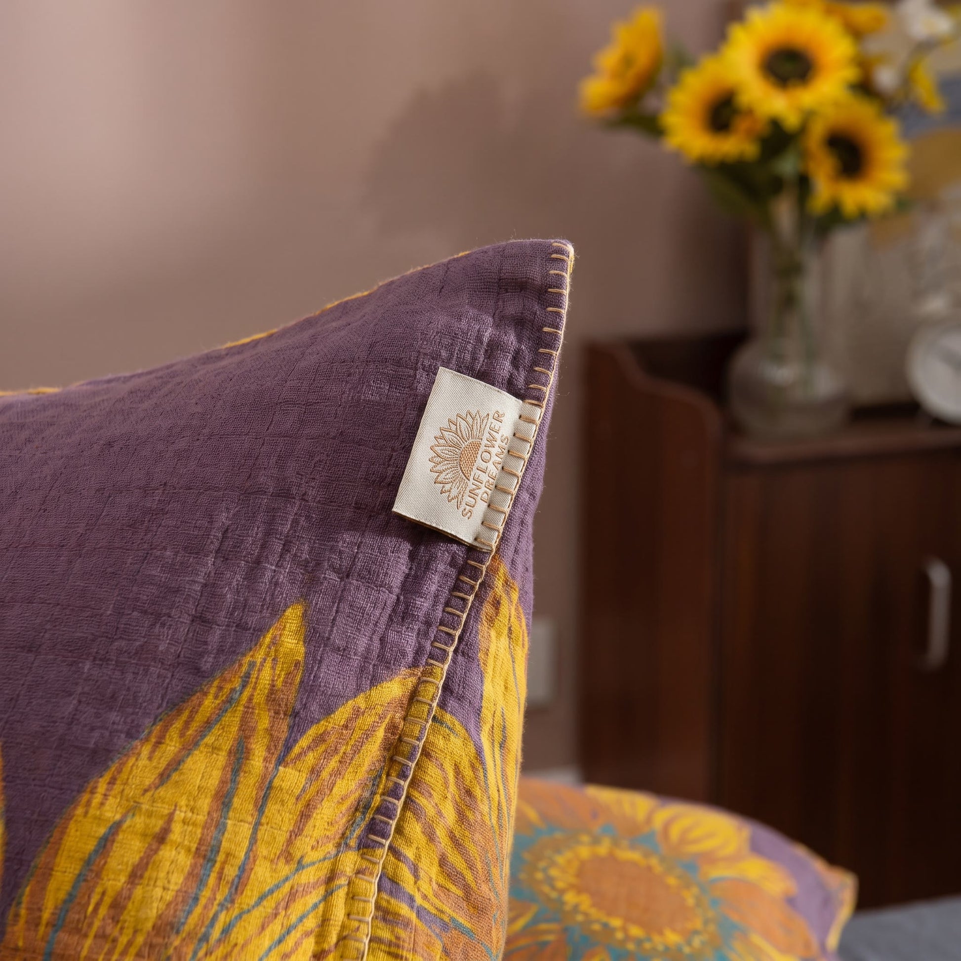 Set di biancheria da letto vintage in garza di cotone con motivo girasoli - image 16