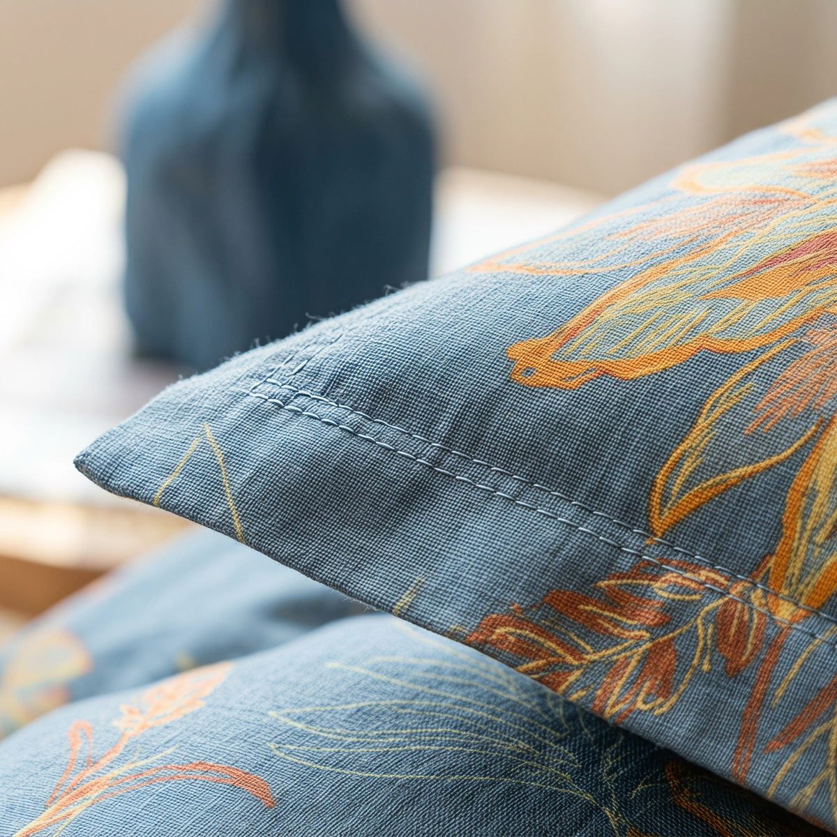 Set di biancheria da letto vintage in garza di cotone con motivo floreale. - image 4