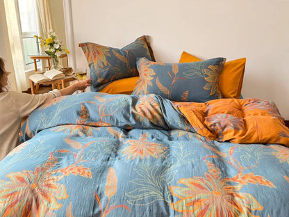 Set di biancheria da letto vintage in garza di cotone con motivo floreale. - image 3