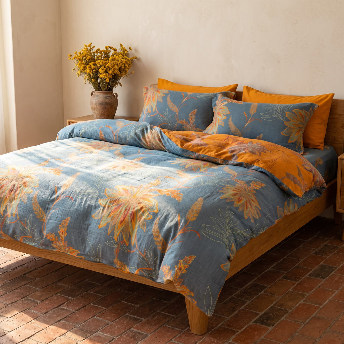 Set di biancheria da letto vintage in garza di cotone con motivo floreale. - image 1