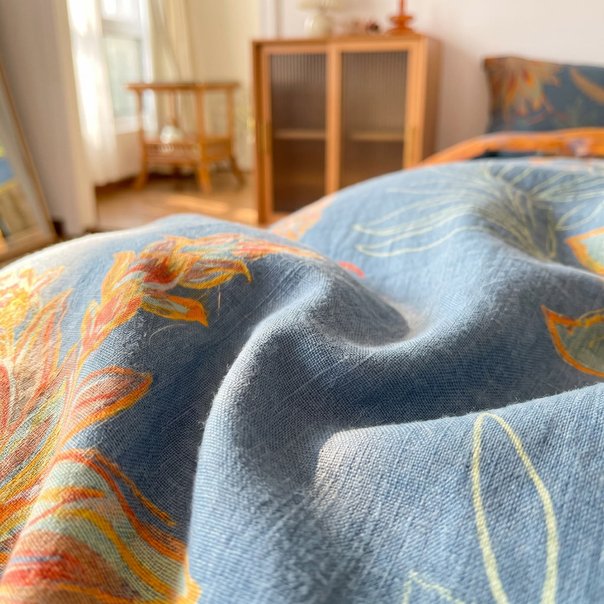 Set di biancheria da letto vintage in garza di cotone con motivo floreale. - image 5