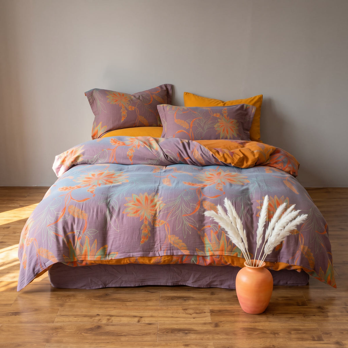 Set di biancheria da letto vintage in garza di cotone con motivo floreale. - image 9