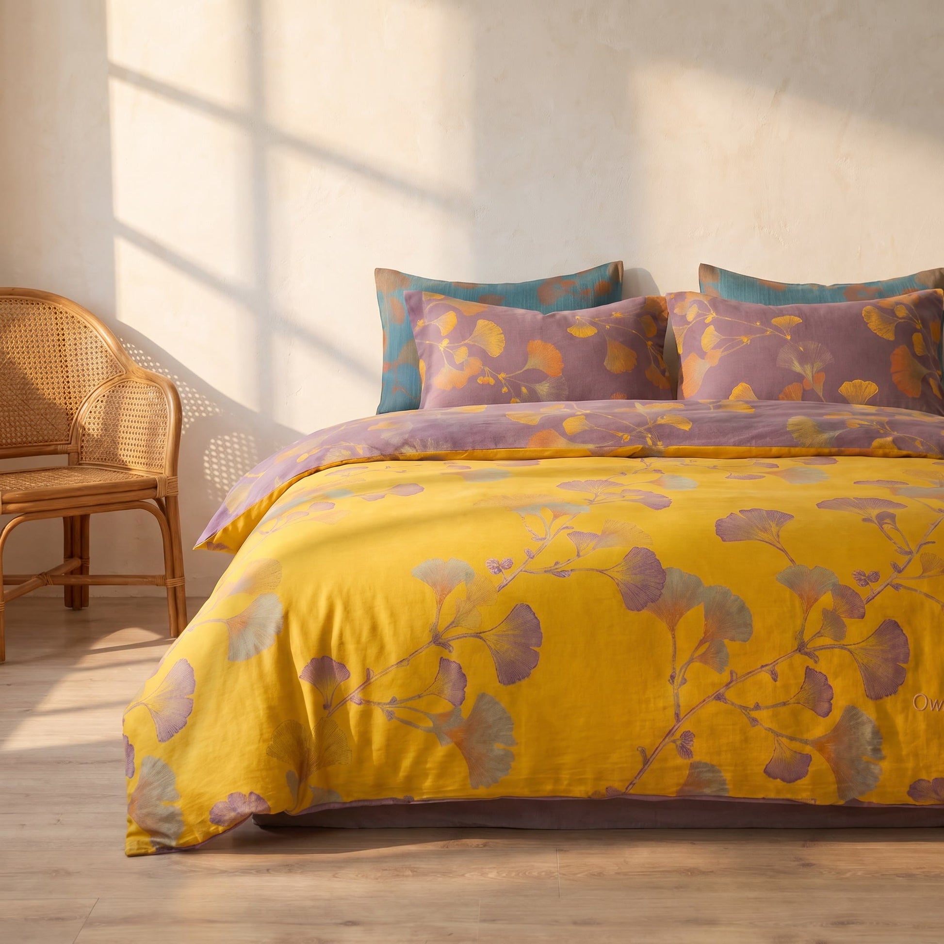 Set di biancheria da letto vintage in cotone con foglie di ginkgo - image 8