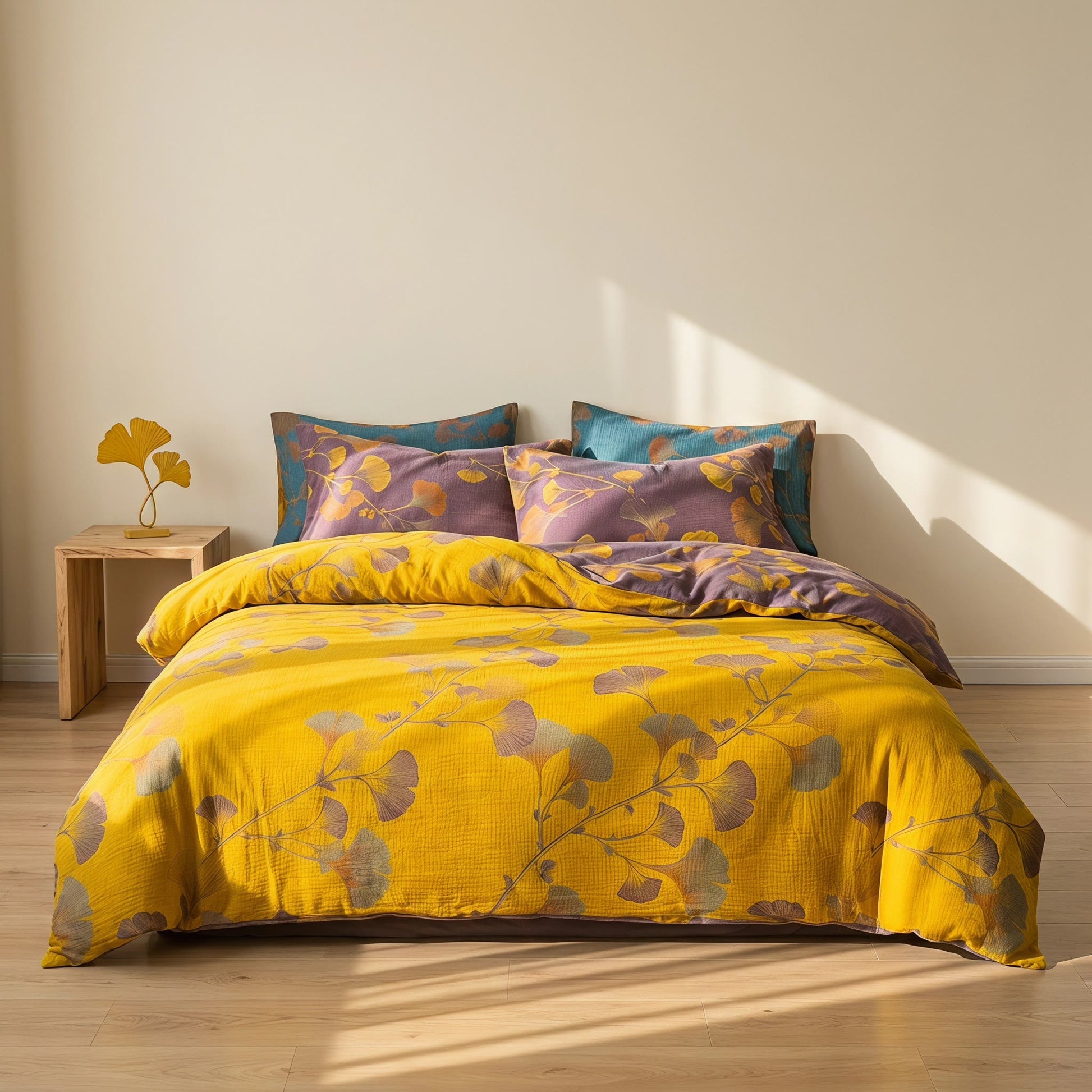 Set di biancheria da letto vintage in cotone con foglie di ginkgo - image 10