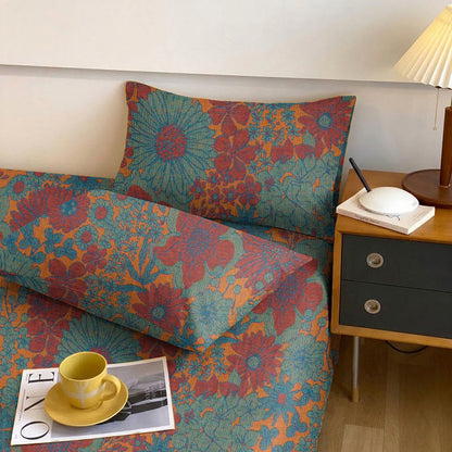 Set di biancheria da letto in garza di cotone con stampa floreale retrò - Verde - Federe per cuscini - 40" x 50cm x 50cm - image 4