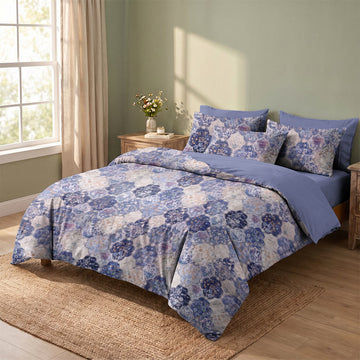 Set di biancheria da letto in garza di cotone con motivo a mosaico blu. - image 0
