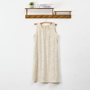 Camicia da notte in cotone beige con stampa retrò a fiori - Beige - XL - image 0