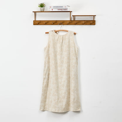 Camicia da notte in cotone beige con stampa retrò a fiori - image 1