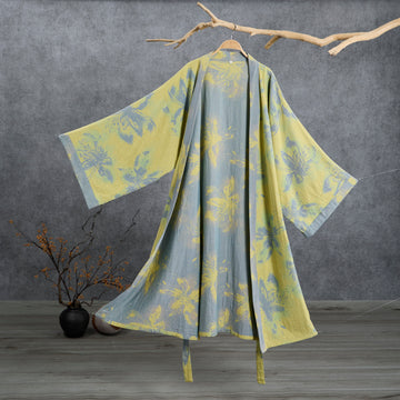 Kimono accappatoio in garza di cotone azzurro - Verde chiaro - 2XL - image 0