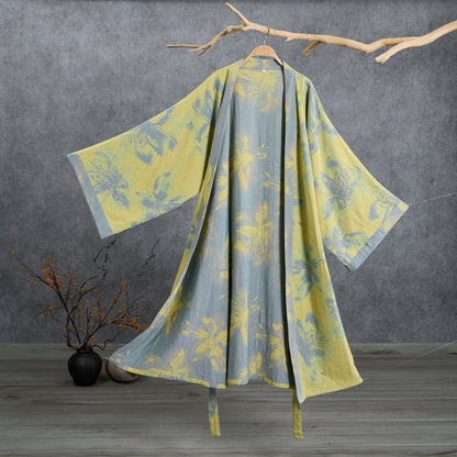 Kimono accappatoio in garza di cotone azzurro - Verde chiaro - 2XL - image 0