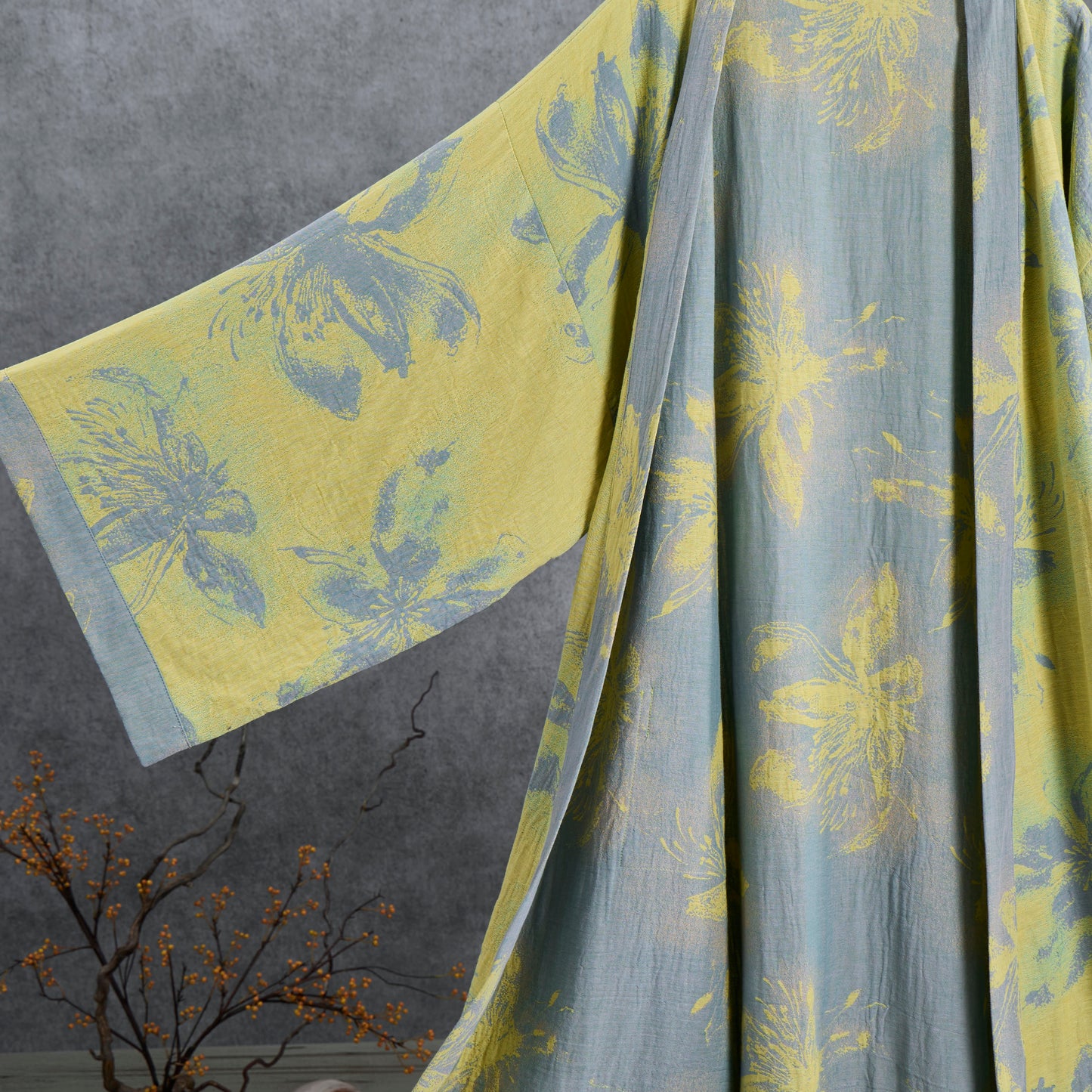 Kimono accappatoio in garza di cotone azzurro - image 3