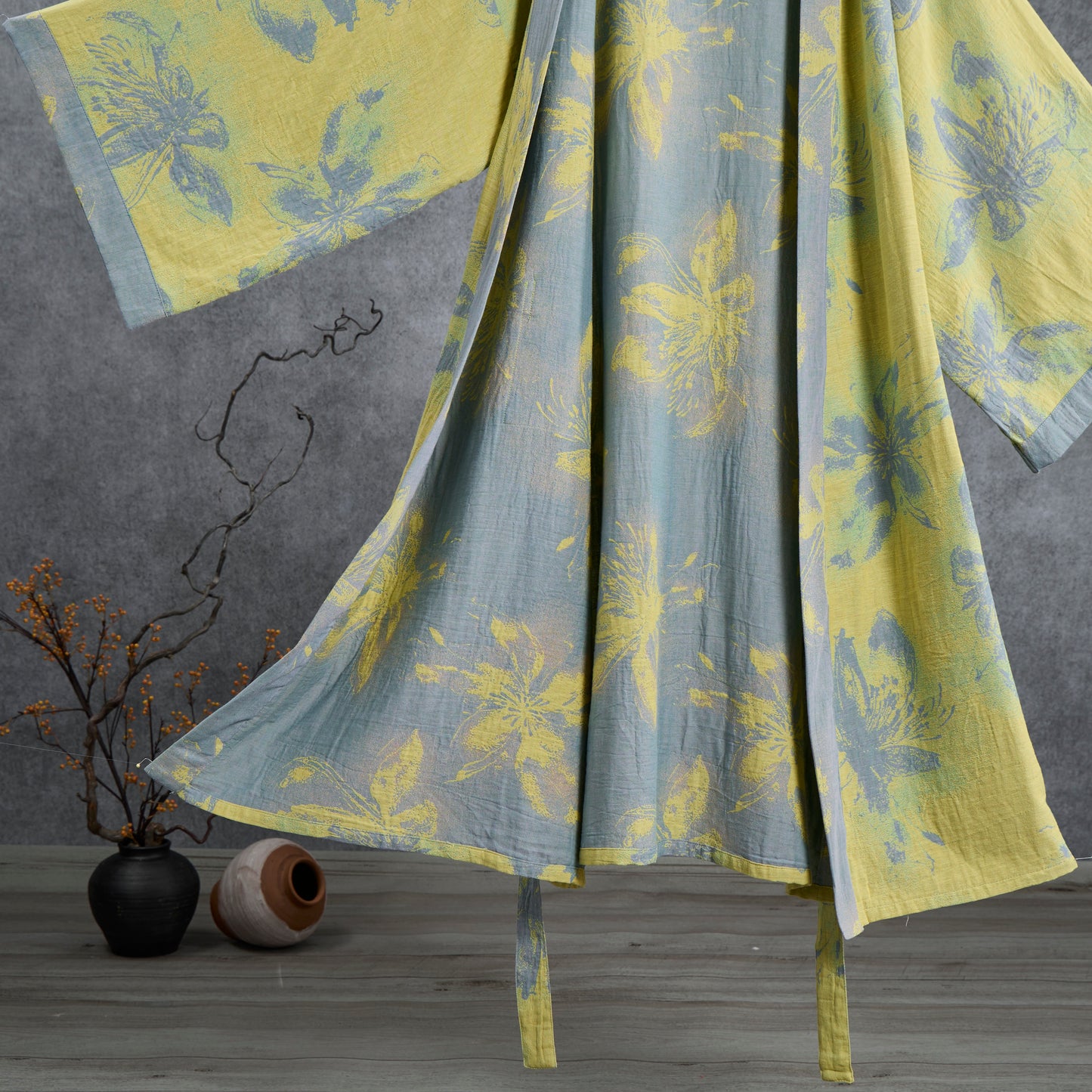 Kimono accappatoio in garza di cotone azzurro - image 4