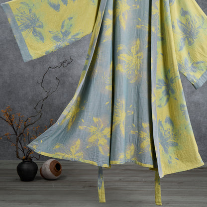 Kimono accappatoio in garza di cotone azzurro - image 4