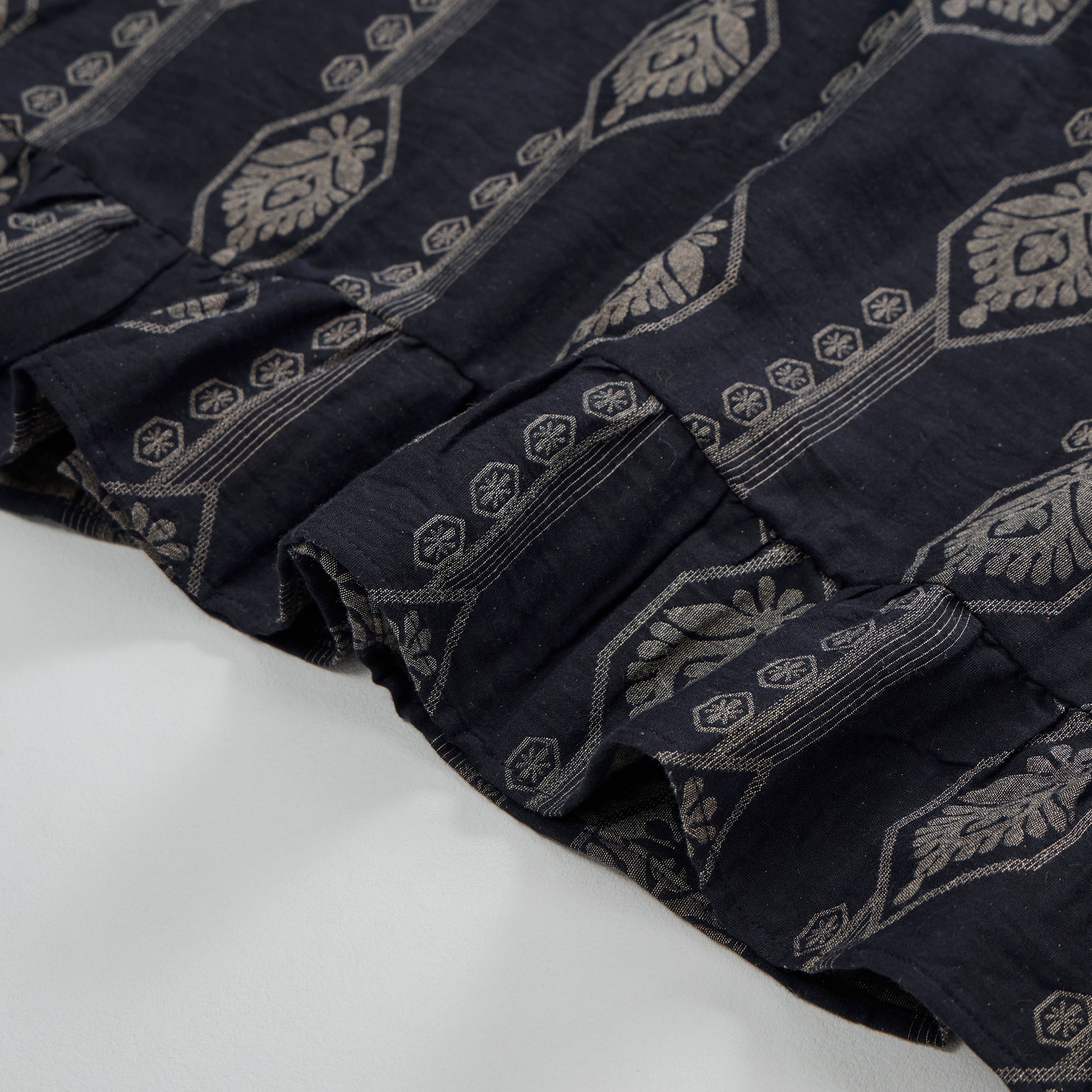 Camicia da notte vintage in cotone blu navy con motivo geometrico - image 7