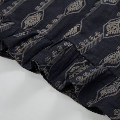 Camicia da notte vintage in cotone blu navy con motivo geometrico - image 7