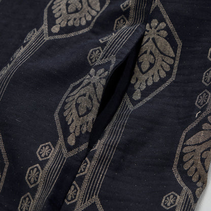 Camicia da notte vintage in cotone blu navy con motivo geometrico - image 6