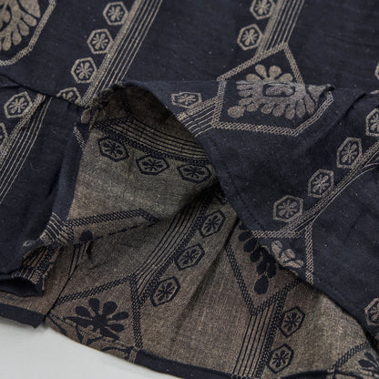 Camicia da notte vintage in cotone blu navy con motivo geometrico - image 5