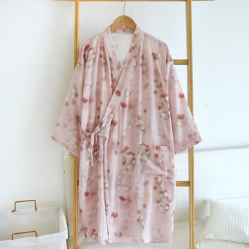 Kimono in cotone con stampa floreale di bacche rosa - Rosa - XL - image 0