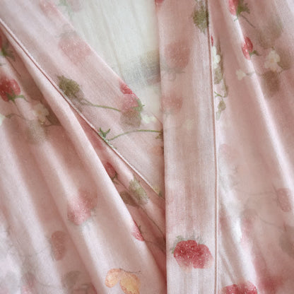 Kimono in cotone con stampa floreale di bacche rosa - image 4