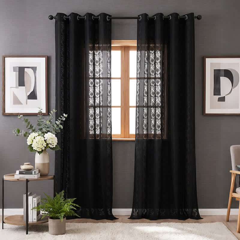 Tenda a righe verticali con occhielli, filtrante luce. - Nero - 140 x 260cm - image 9