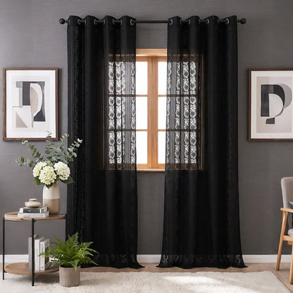 Tenda a righe verticali con occhielli, filtrante luce. - Nero - 140 x 260cm - image 9