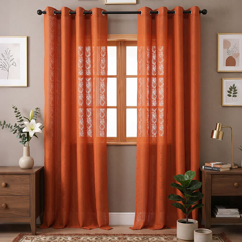 Tenda a righe verticali con occhielli, filtrante luce. - Arancia - 140 x 260cm - image 7