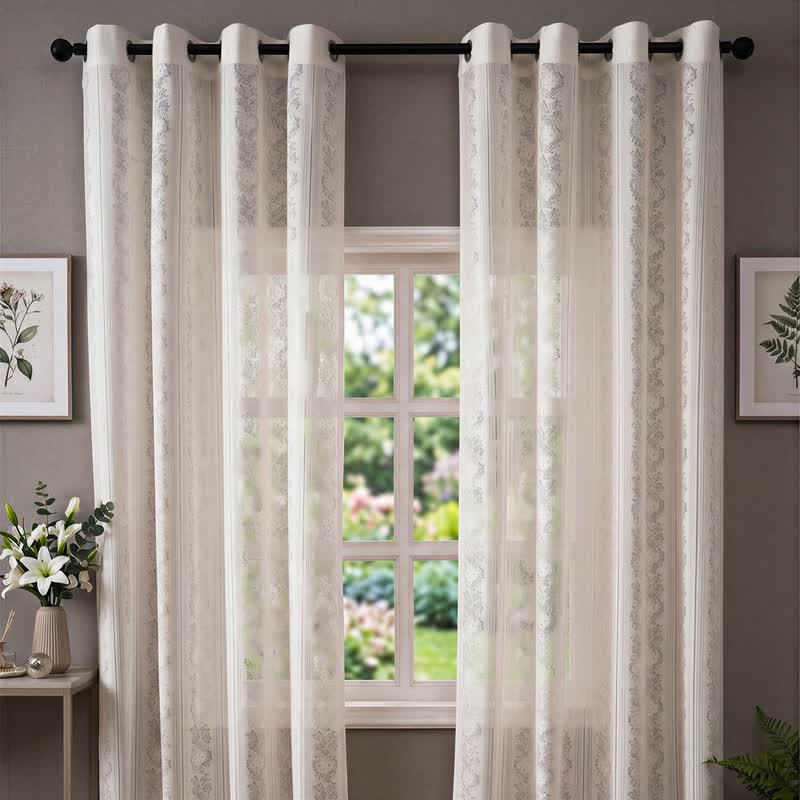 Tenda a righe verticali con occhielli, filtrante luce. - image 2
