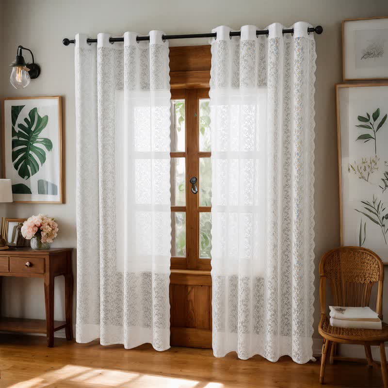 Tenda trasparente in voile leggero con occhielli - Bianco - 51" L x 95"L - image 6