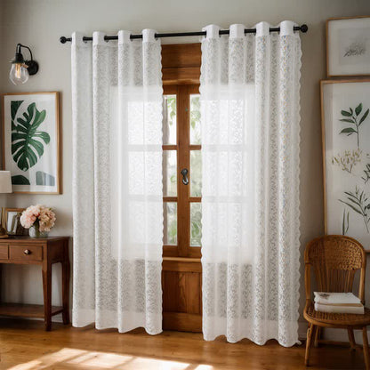 Tenda trasparente in voile leggero con occhielli - Bianco - 51" L x 95"L - image 6