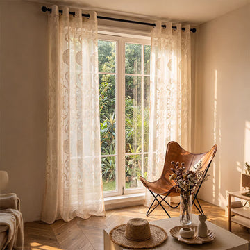 Tenda vintage in pizzo filtrante per finestre - Beige - 140 x 260cm - image 0