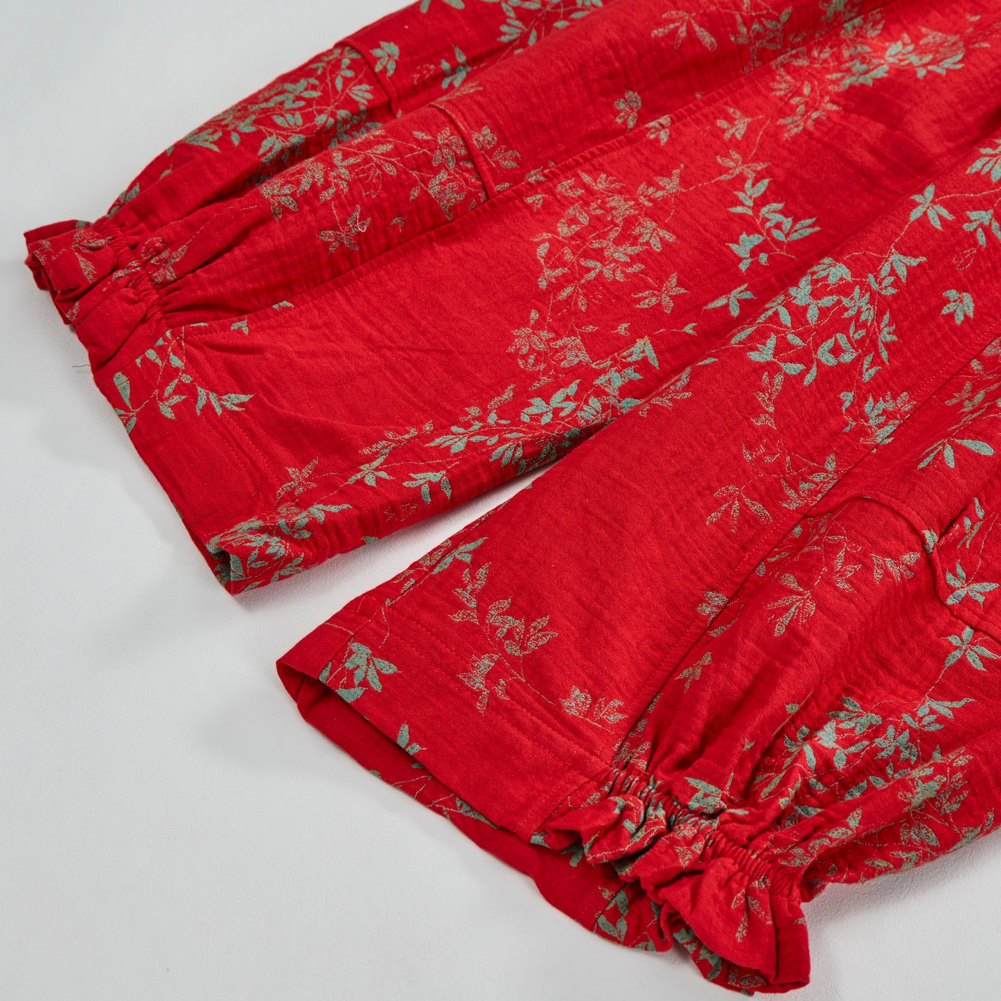 Pantaloni da casa in cotone a fantasia floreale rossa - image 4