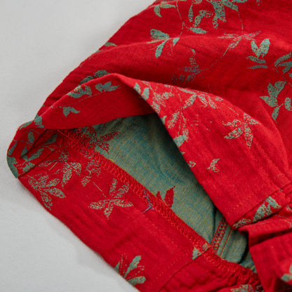 Pantaloni da casa in cotone a fantasia floreale rossa - image 6