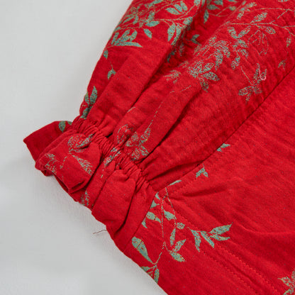 Pantaloni da casa in cotone a fantasia floreale rossa - image 5