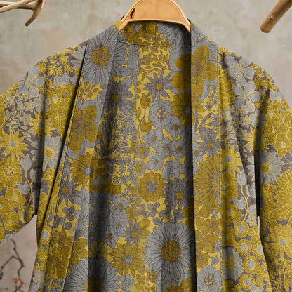 Accappatoio in cotone con stampa floreale retrò dai toni tenui. - image 2