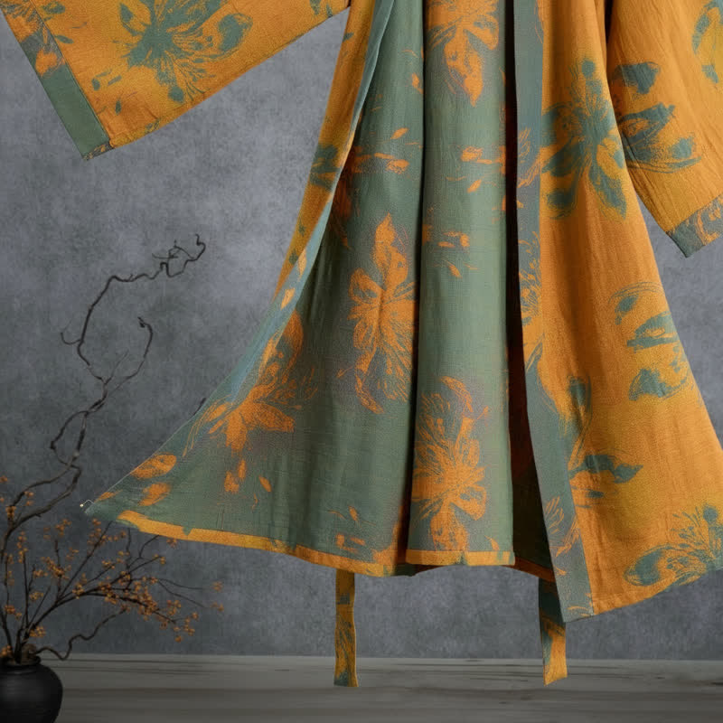 Kimono reversibile in cotone con stampa floreale vintage - image 7