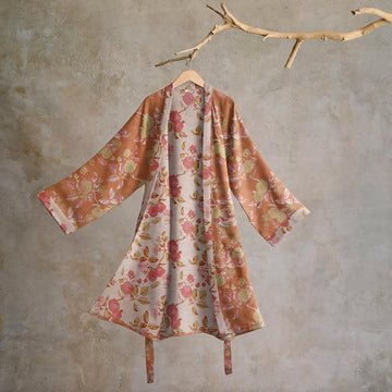 Kimono in cotone con stampa botanica di melograno - Verde e rosso - 2XL - image 0