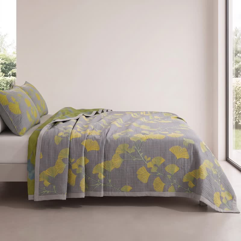 Trapunta reversibile in cotone con motivo floreale da giardino in stile retrò - image 13