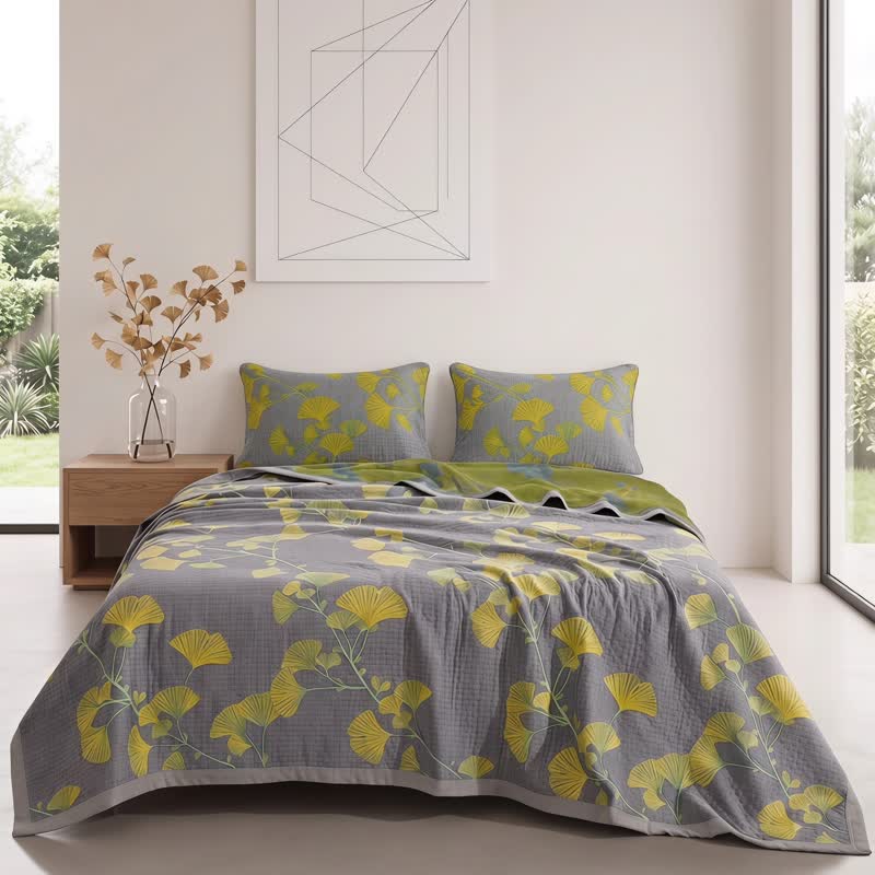 Trapunta reversibile in cotone con motivo floreale da giardino in stile retrò - image 11