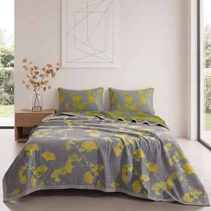 Trapunta reversibile in cotone con motivo floreale da giardino in stile retrò - image 11