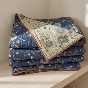 Trapunta reversibile blu a fantasia floreale in stile cottage - Blu - Matrimoniale Grande - image 0