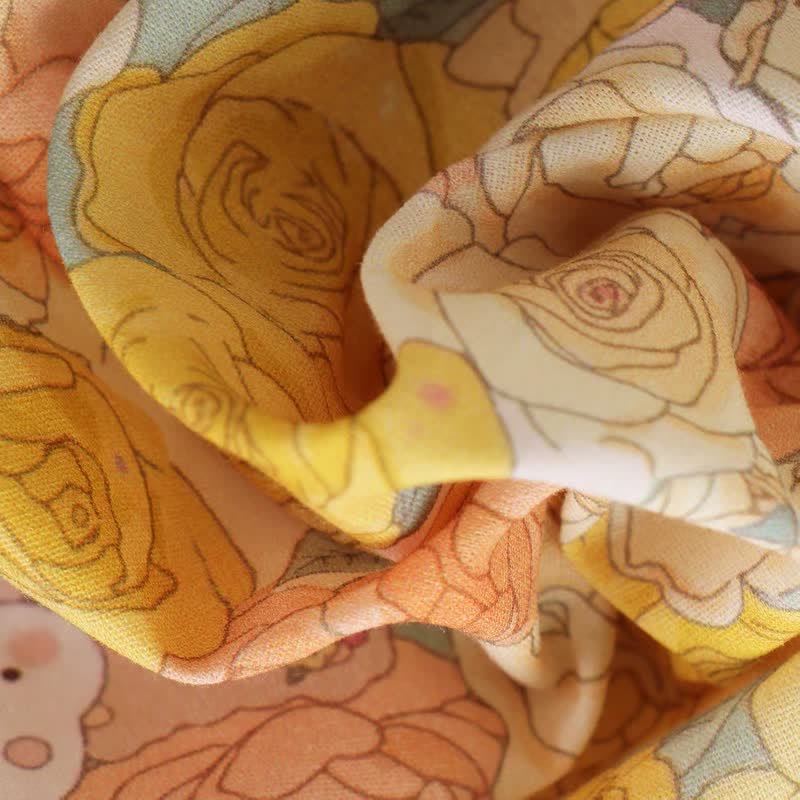 Completo da casa in cotone a 3 pezzi con rose gialle - image 5